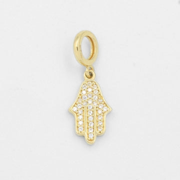 Charm de Oro 14k Aro y Mano de Fátima con Zirconias mod. 7810