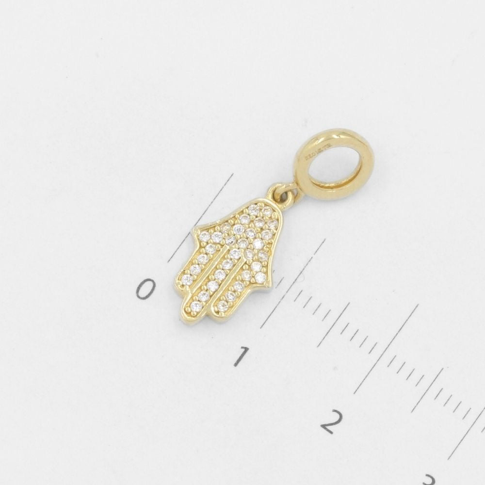 Charm de Oro 14k Aro y Mano de Fátima con Zirconias mod. 7810