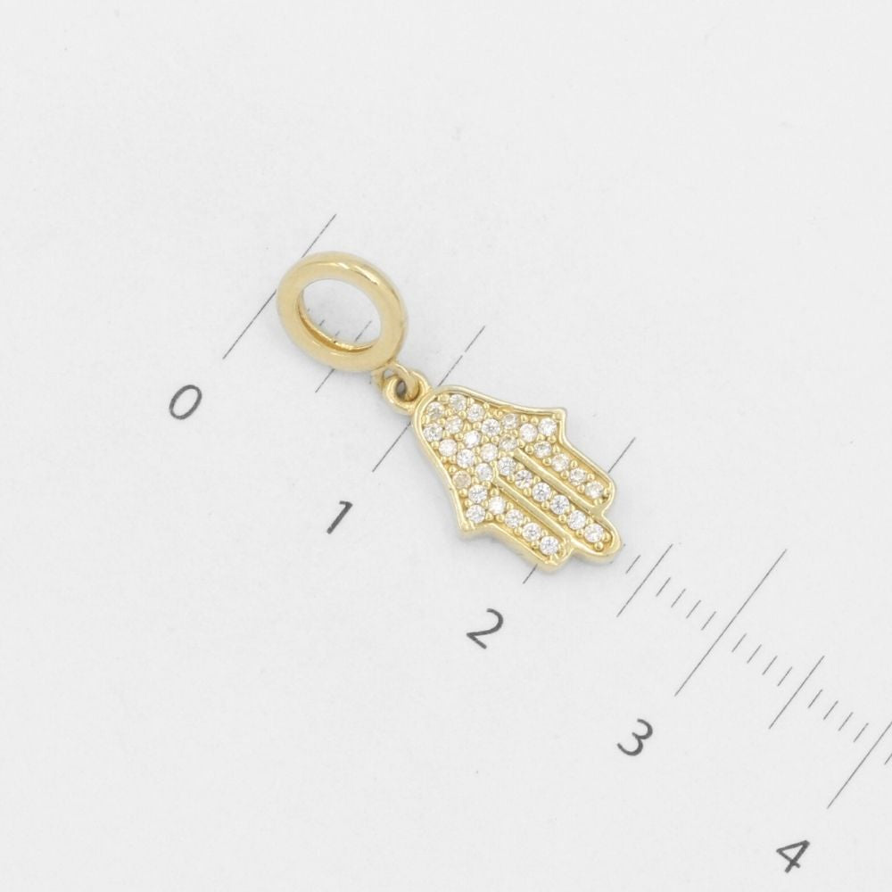 Charm de Oro 14k Aro y Mano de Fátima con Zirconias mod. 7810