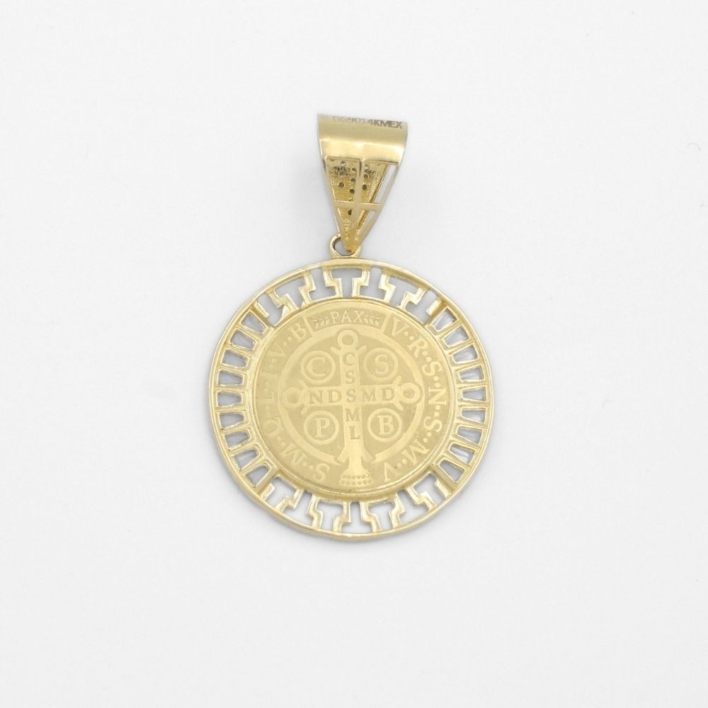 Medalla de Oro 14k San Judas en Modelo Incrustado con Zirconias Baguette y Diamantado Fino mod. 9872