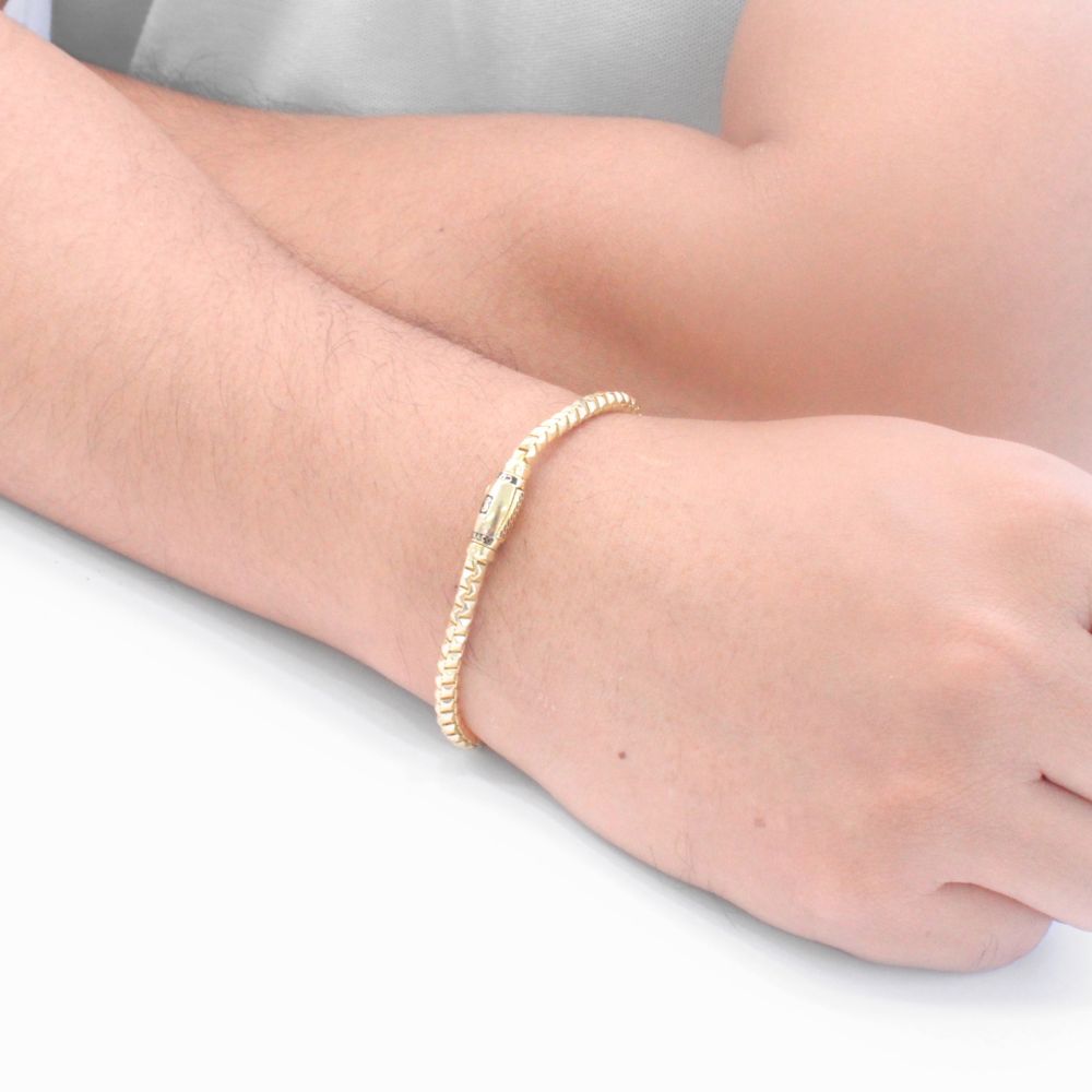 Pulsera Mónaco Chain 14k Modelo Cube mod. 9506