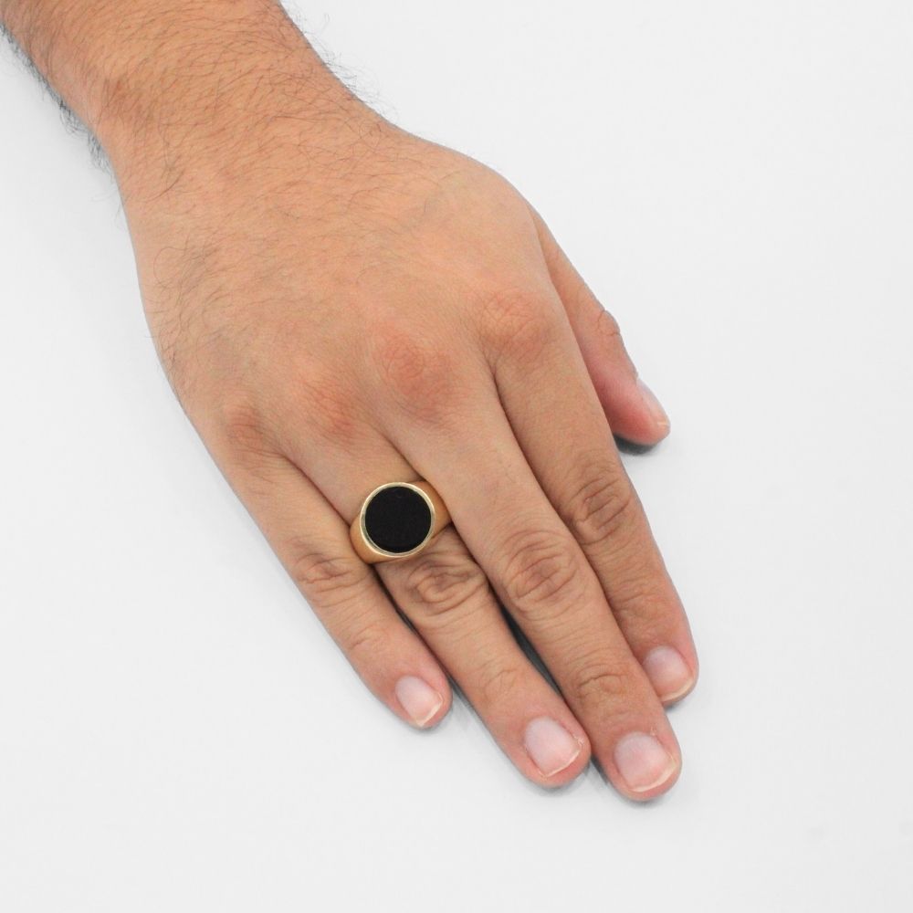 Anillo de Oro 14k Diseño Circular con Onix mod. 9916