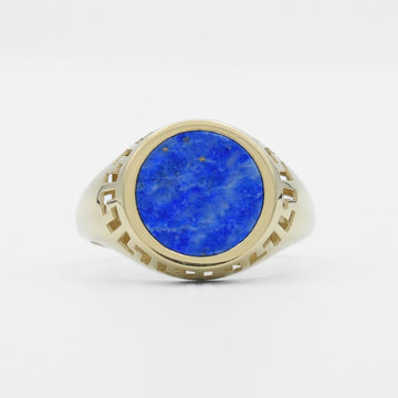Anillo de Oro 14k con Diseño Circular Incrustado de Lapislazuli  mod. 9919