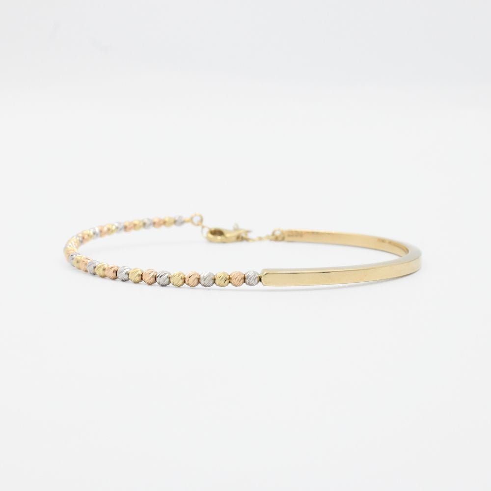 Aro de Oro 14k de Diseño Hueco de Estilo Abierto con Esferas Diamantadas mod. 8795