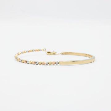 Aro de Oro 14k de Diseño Hueco de Estilo Abierto con Esferas Diamantadas mod. 8795