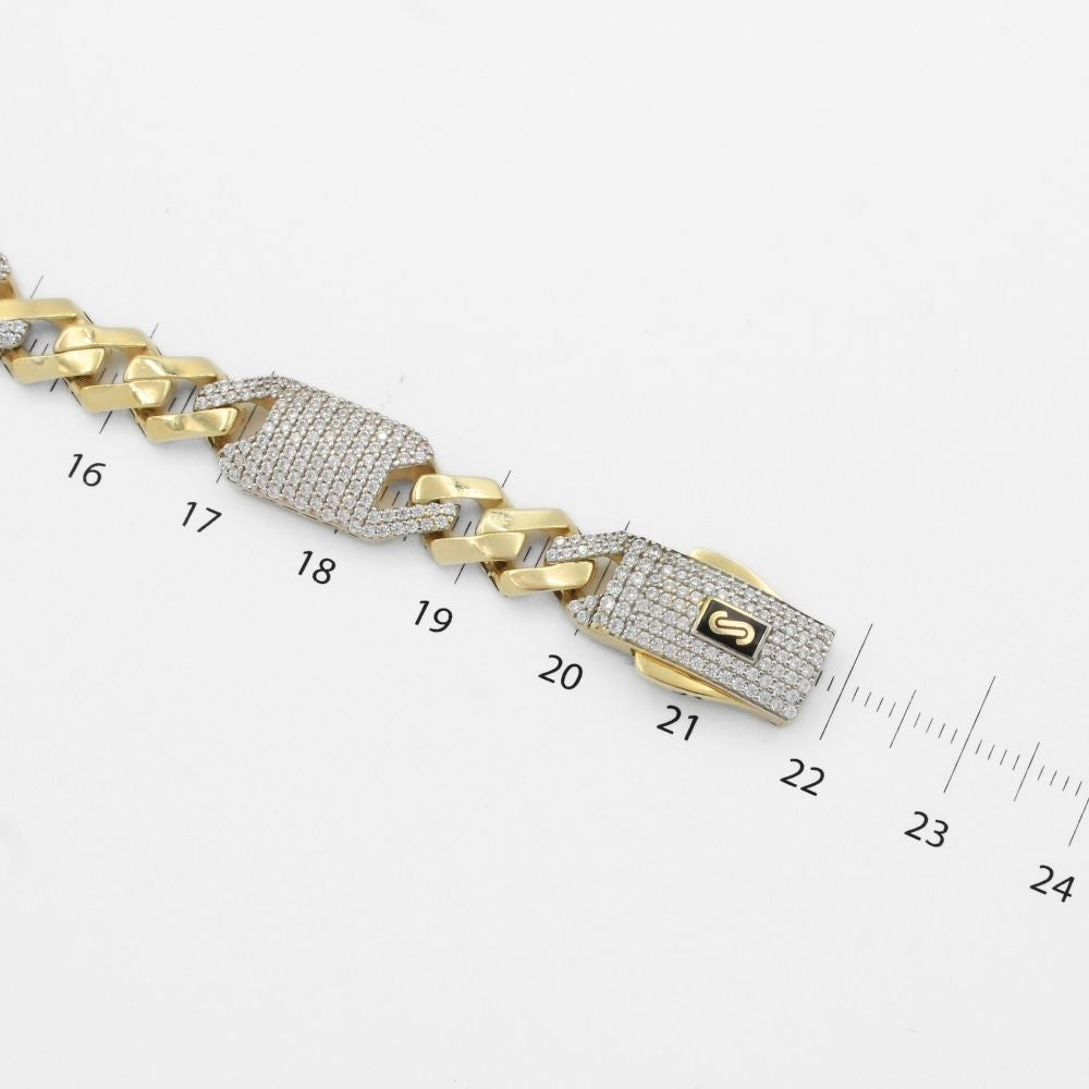 Pulsera Mónaco Chain 14k Modelo Shade Hueco de Broche Pavé con Incrustación Alt. de Swarovski mod. 9922