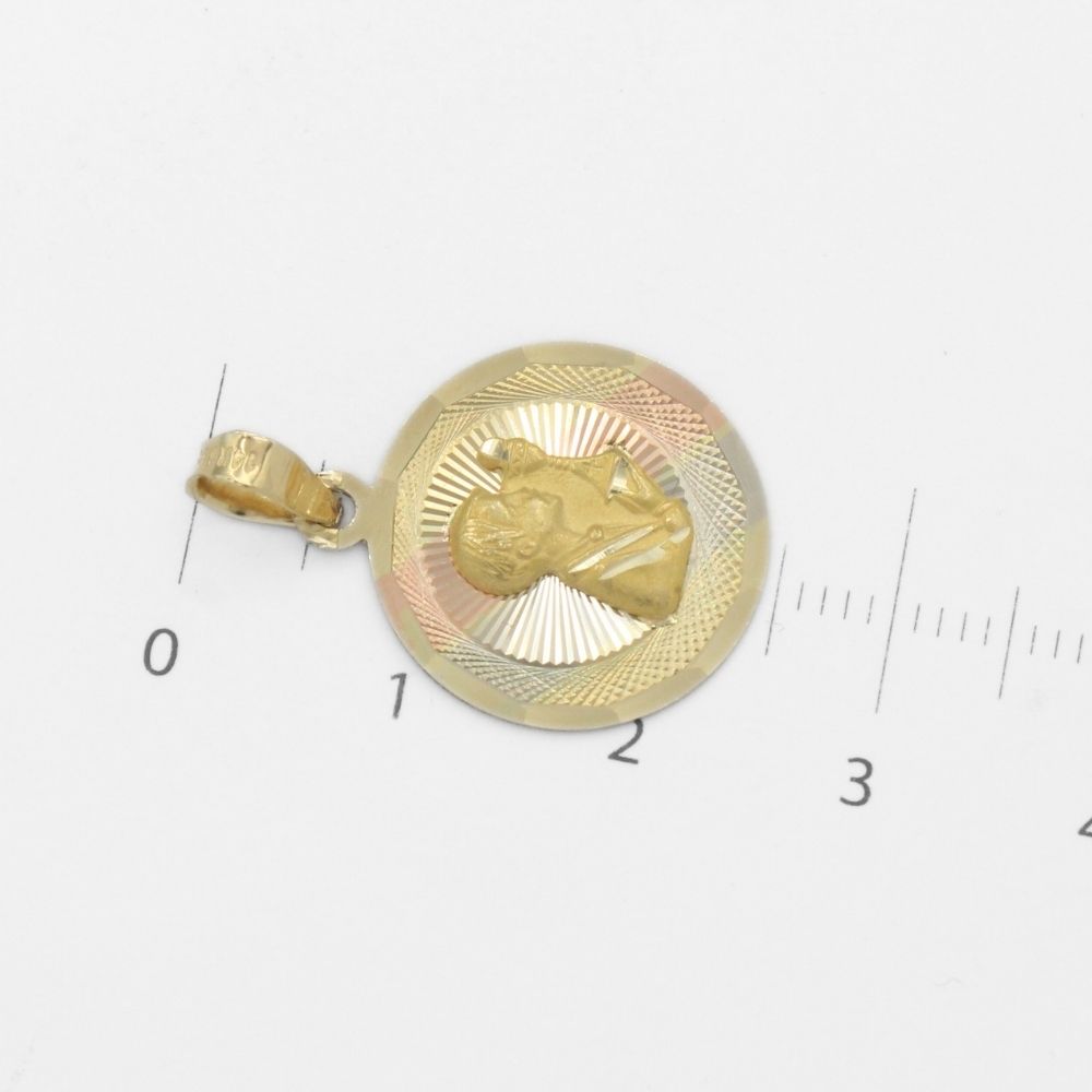 Medalla de Oro 14k para Primera Comunión con Diseño de Niño en Acto de Comunión en Color Florentino mod. 9893