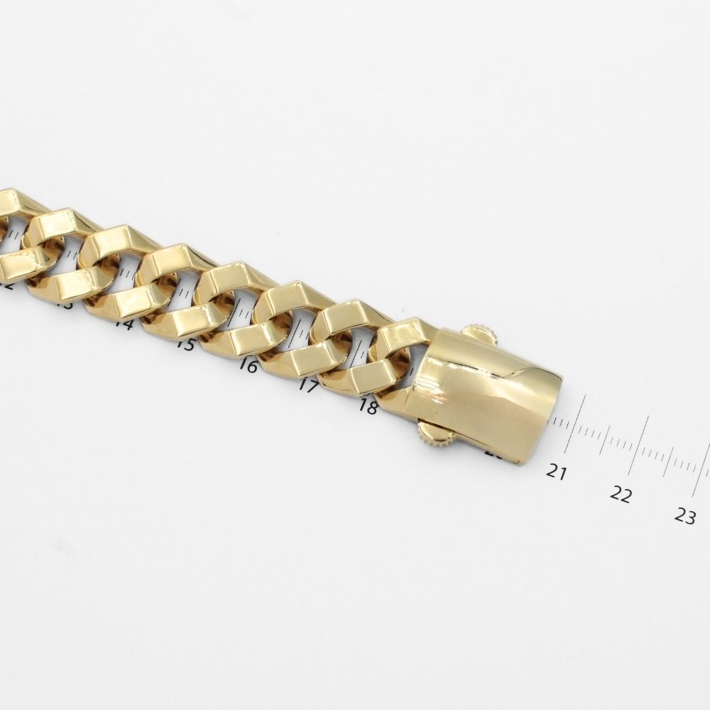 Pulsera de Oro 14k Tejido Barbado Fino Hueco con Broche Brillante  mod. 9923