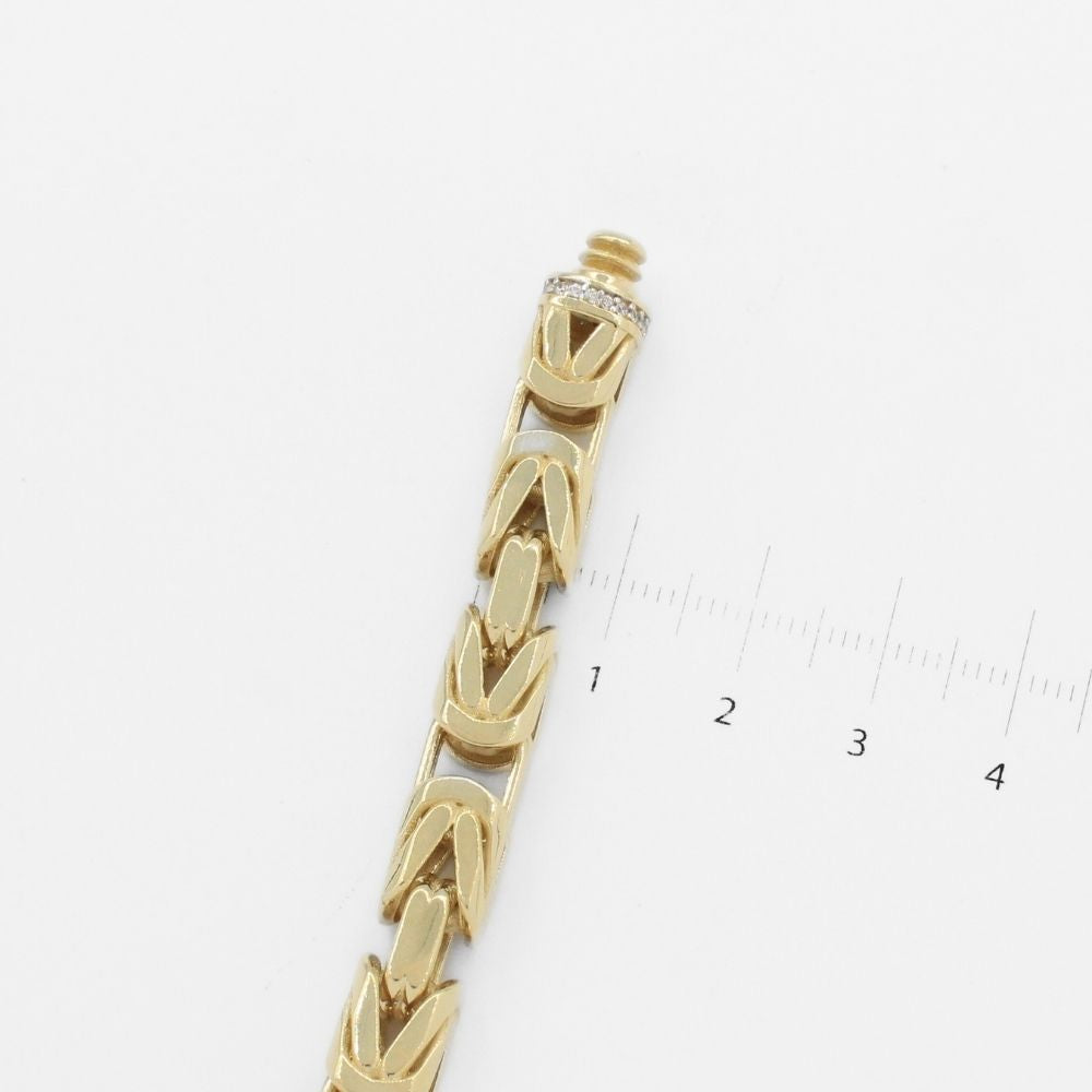 Pulsera de Oro 14k Tejido Bizantino Hueco con Broche Incrustado de Zirconias mod. 9924