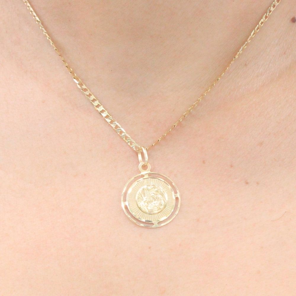 Medalla de Oro 14k Redonda con Imagen de Bautizo mod. 9517