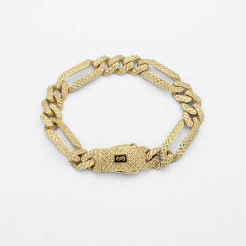 Pulsera Mónaco Chain 14k Modelo Fígaro Hueco de Broche Flex mod. 9926