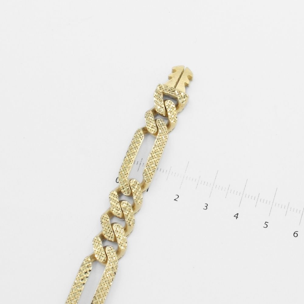 Pulsera Mónaco Chain 14k Modelo Fígaro Hueco de Broche Flex mod. 9926
