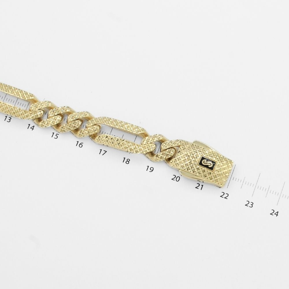 Pulsera Mónaco Chain 14k Modelo Fígaro Hueco de Broche Flex mod. 9926