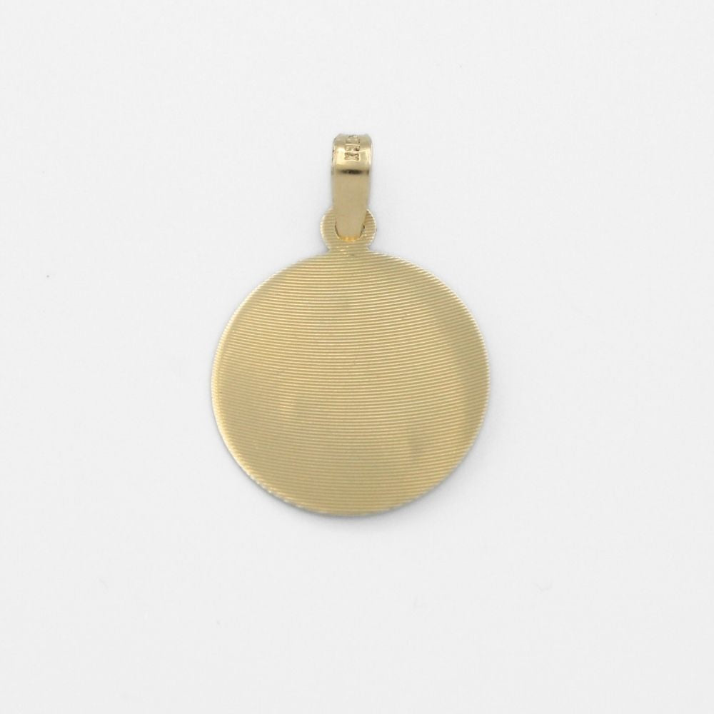 Medalla de Oro 14k para Primera Comunión con Niño Recibiendo la Hostia y Fondo Texturizado mod. 9896