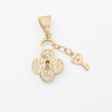 Dije de Oro 14k con Diseño de Trébol y Llave de Corazón mod. 9123