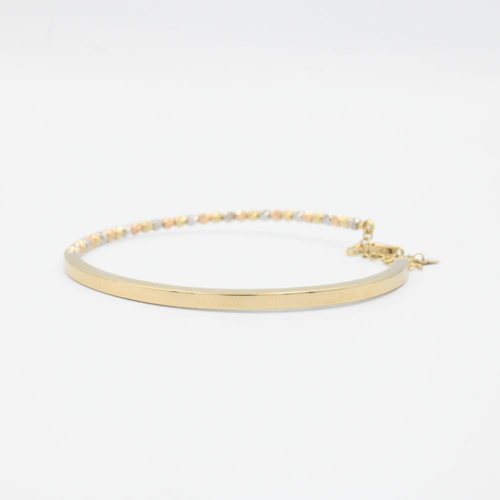 Aro de Oro 14k de Diseño Hueco de Estilo Abierto con Esferas Diamantadas mod. 8795