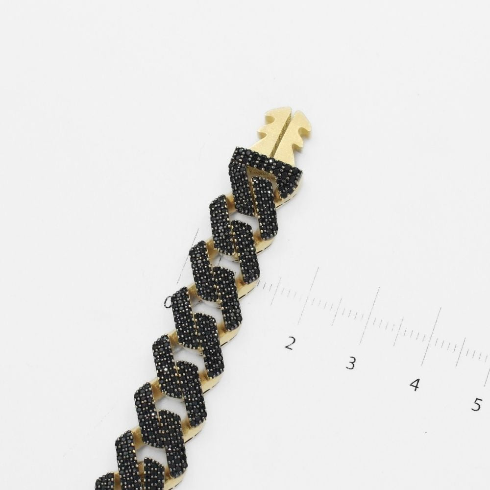 Pulsera Mónaco Chain 14k Modelo Edge Hueco de Broche Pavé con Incrustación de Swarovski Obscuro mod. 9928