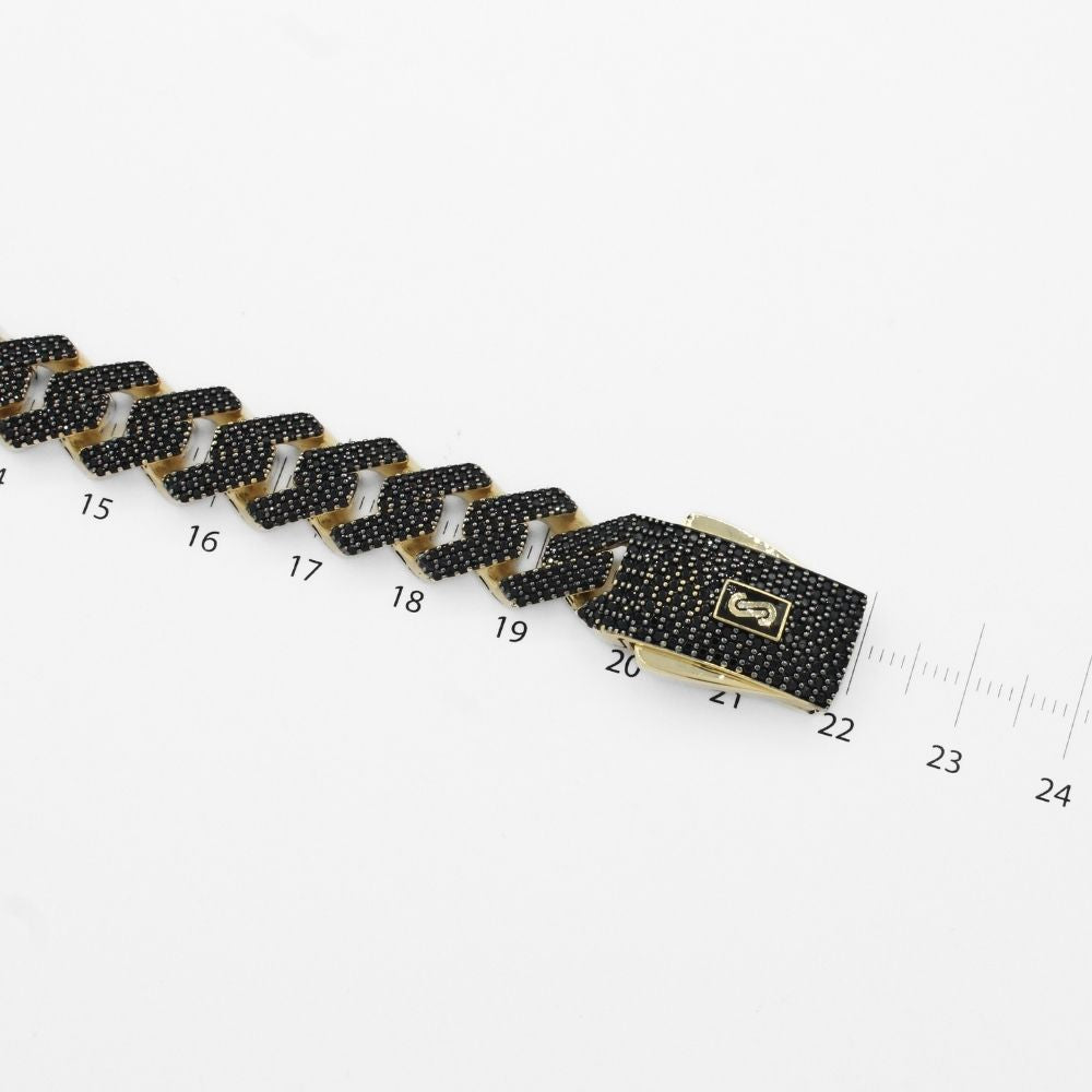 Pulsera Mónaco Chain 14k Modelo Edge Hueco de Broche Pavé con Incrustación de Swarovski Obscuro mod. 9928