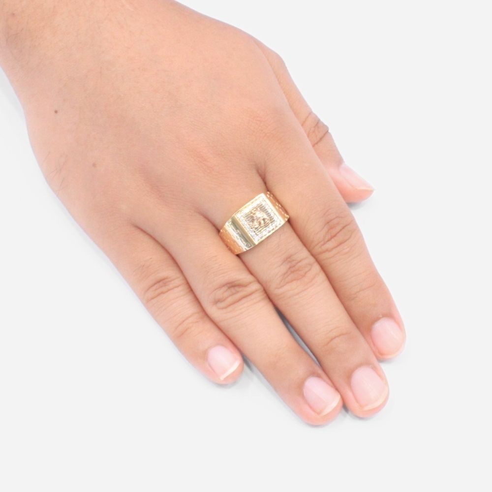 Anillo de Caballo Brillante en Oro Florentino con Zirconias y Diamantado mod. 6001