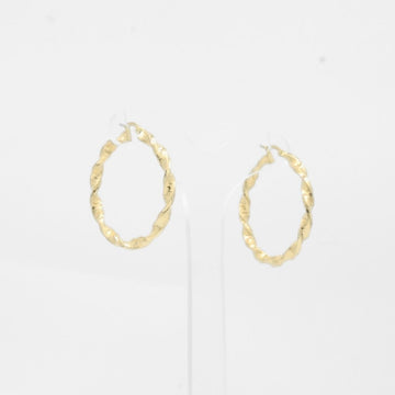 Arracada de Oro 14k Hueca de Diseño Torzal con Grecas mod. 7892