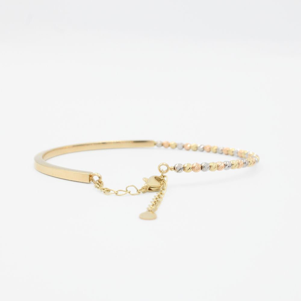 Aro de Oro 14k de Diseño Hueco de Estilo Abierto con Esferas Diamantadas mod. 8795