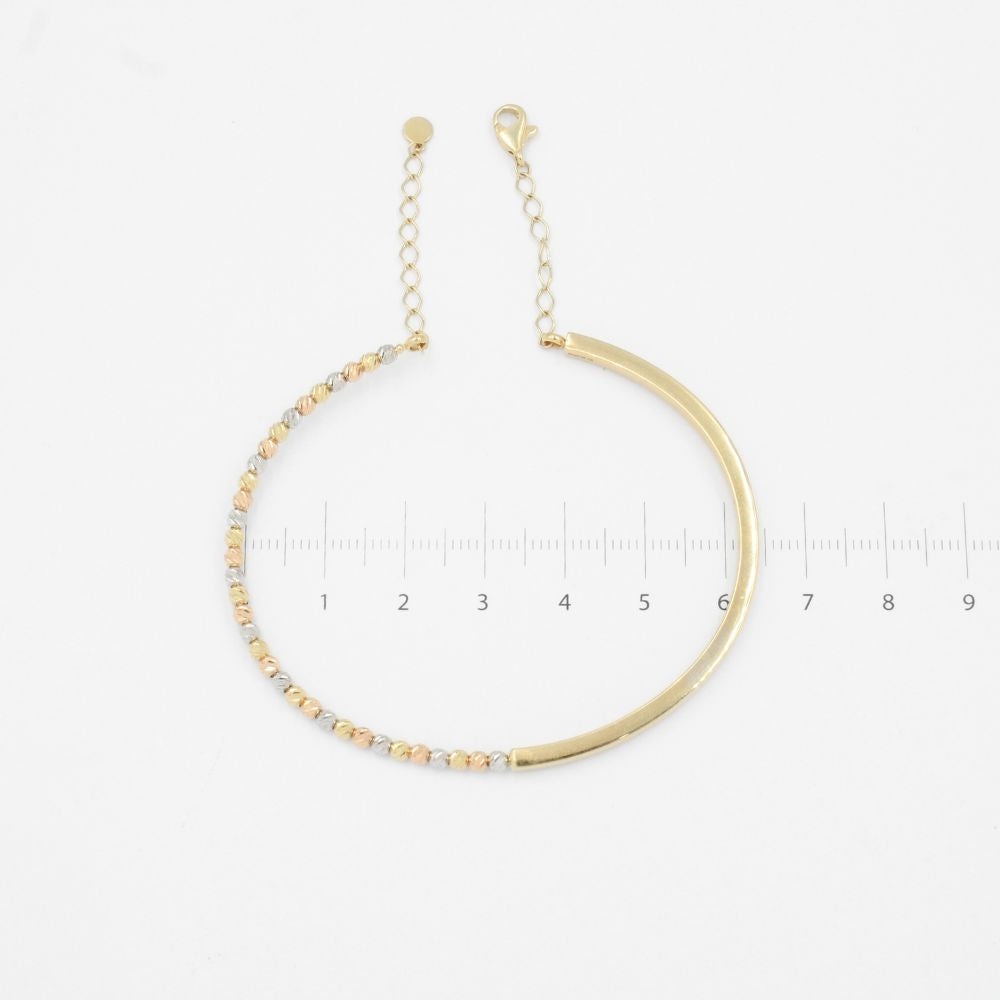 Aro de Oro 14k de Diseño Hueco de Estilo Abierto con Esferas Diamantadas mod. 8795