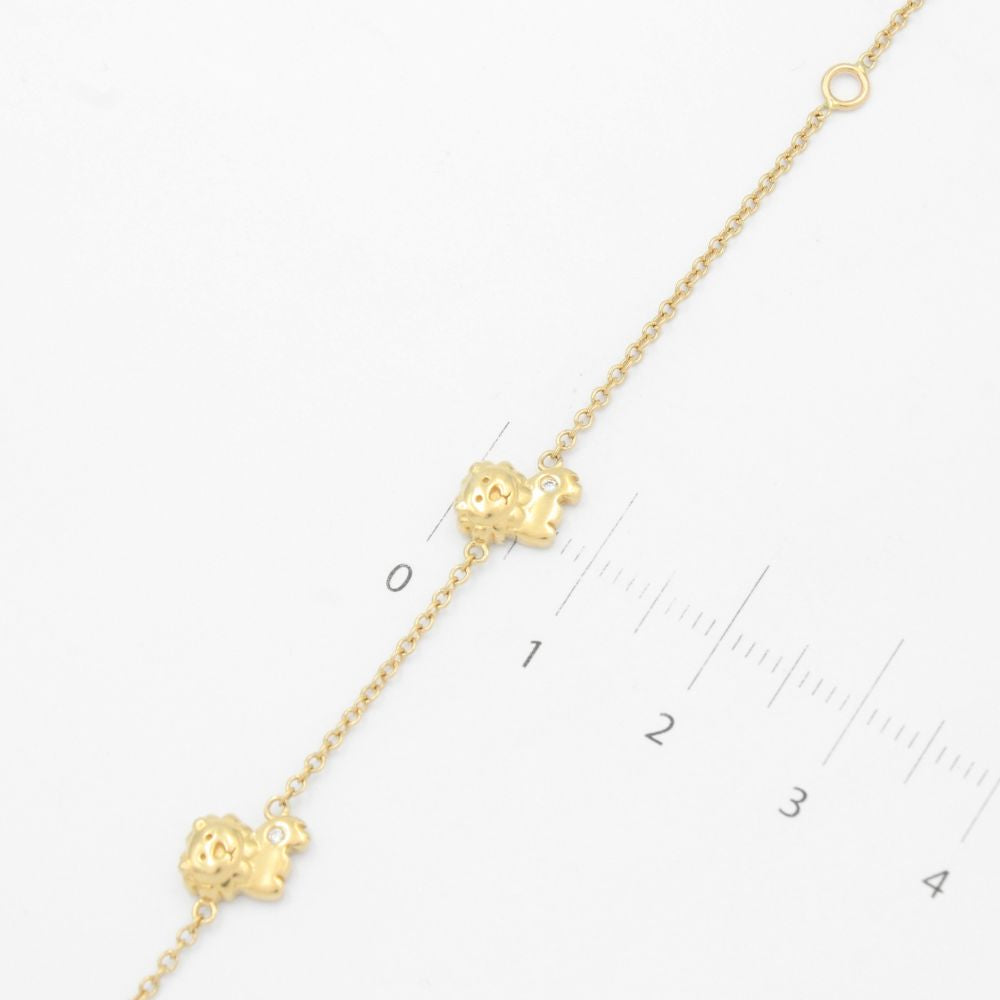 Pulsera de Oro 14k para Niño con Leones Detallados con Zirconia Fina mod. 9414