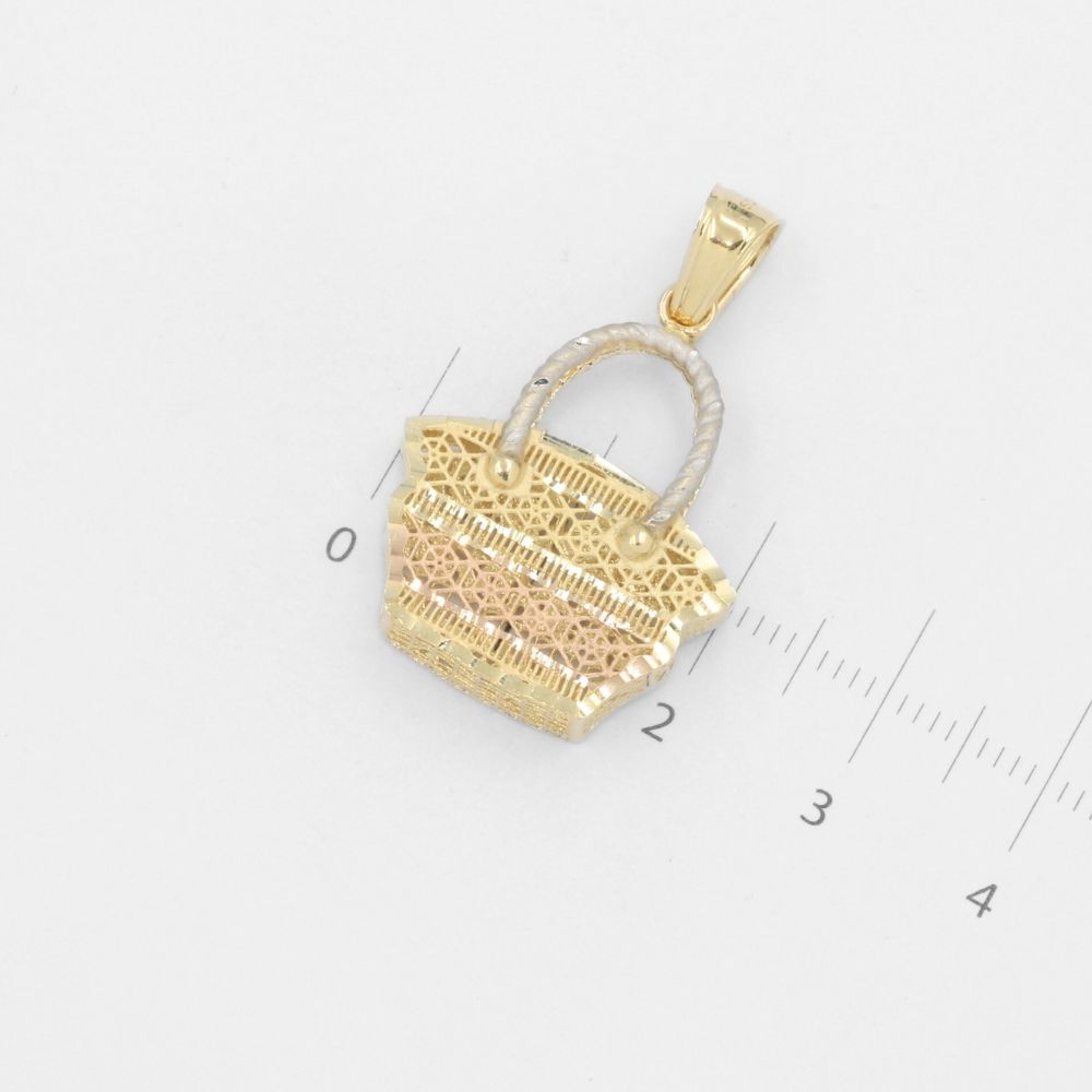 Dije de Oro 14k Bolsa Calada y Diamantada mod. 7817