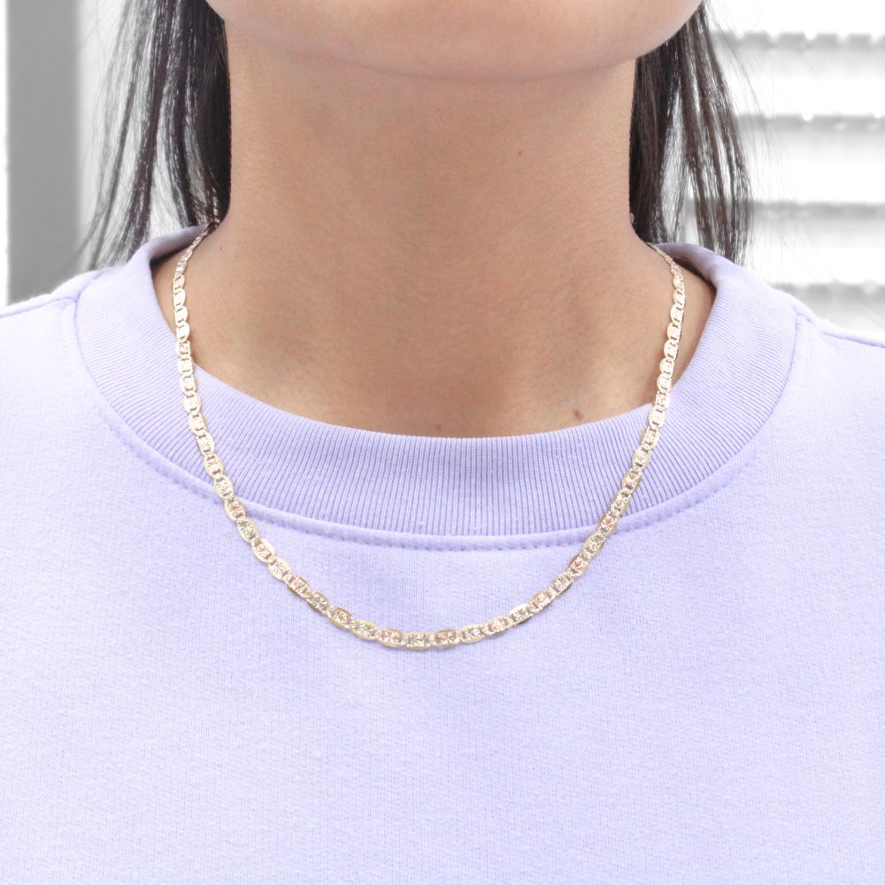 Cadena de Oro 14k Tejido Navaja con Diamantado Especial mod. 8879