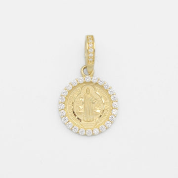 Medalla de Oro 14k San Judas Incrustado con Zirconias y Detallado con Diamantado mod. 9874