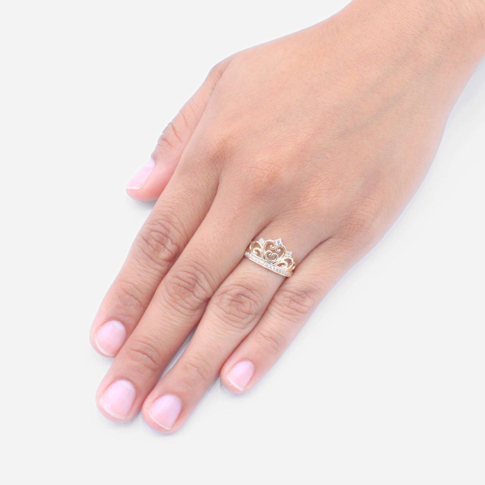 Anillo XV Años de Oro 14k con Diseño de Corona en Forma de Corazón mod. 9553