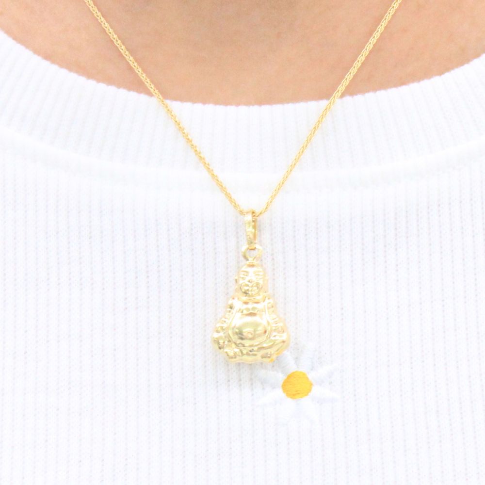 Dije de Oro 14k Buda Reluciente de Estilo Inflado Hueco mod. 9241
