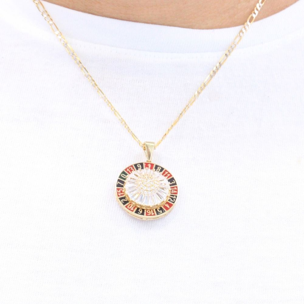 Dije de Oro 14k Diseño de Ruleta de Casino Giratoria mod. 9476