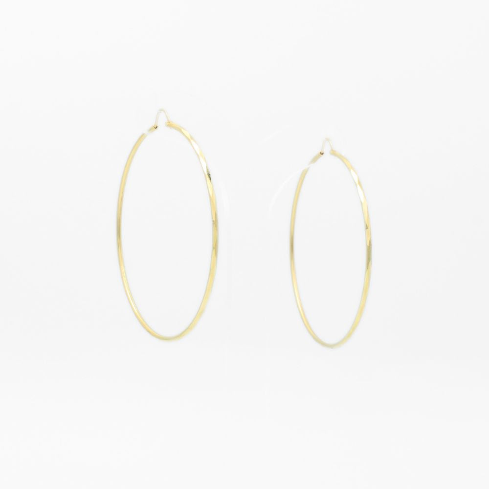 Arracada de Oro 14k Brillante en Diseño Facetado Hueco mod. 9141