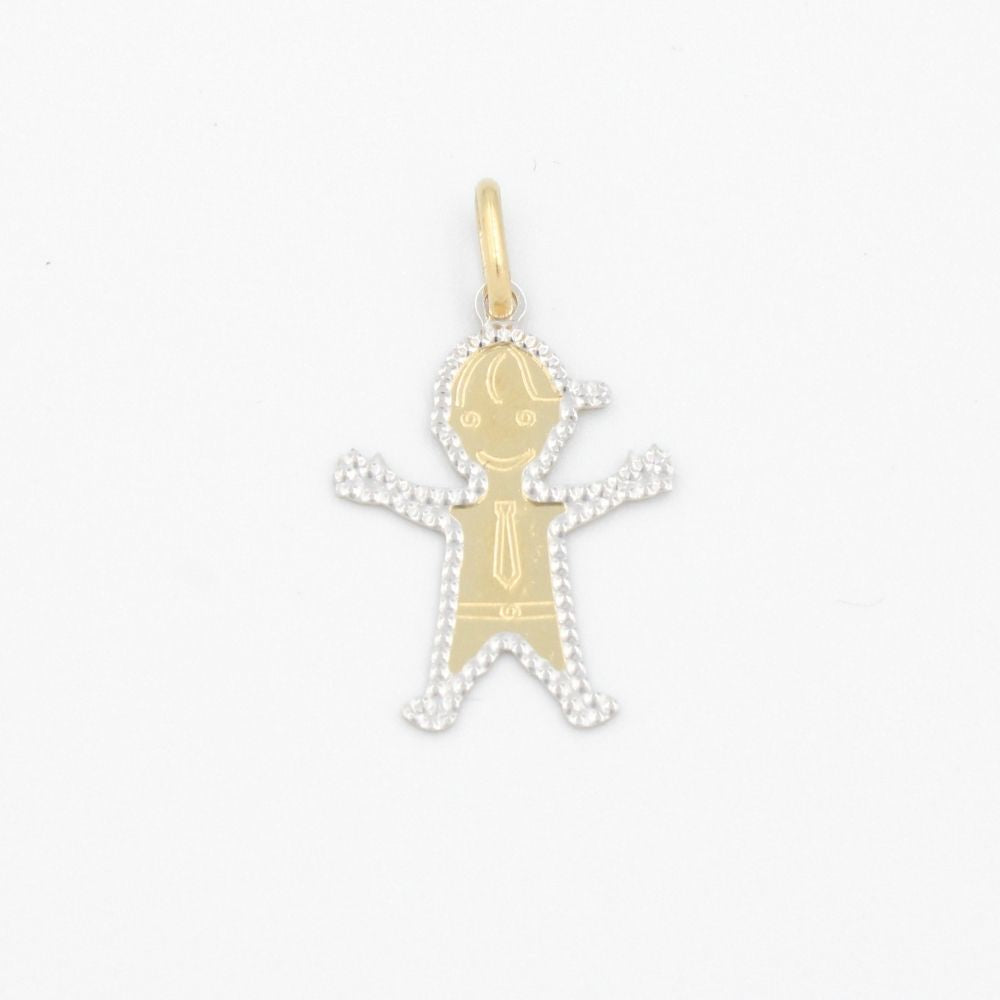 Dije de Oro 14k Pequeño Niño con Diamantado Blanco mod. 9223