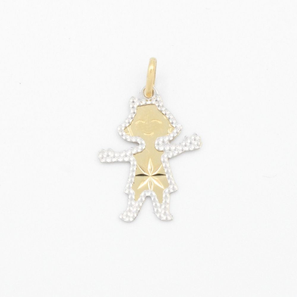 Dije de Oro 14k Pequeño Niña con Diamantado Blanco mod. 9224
