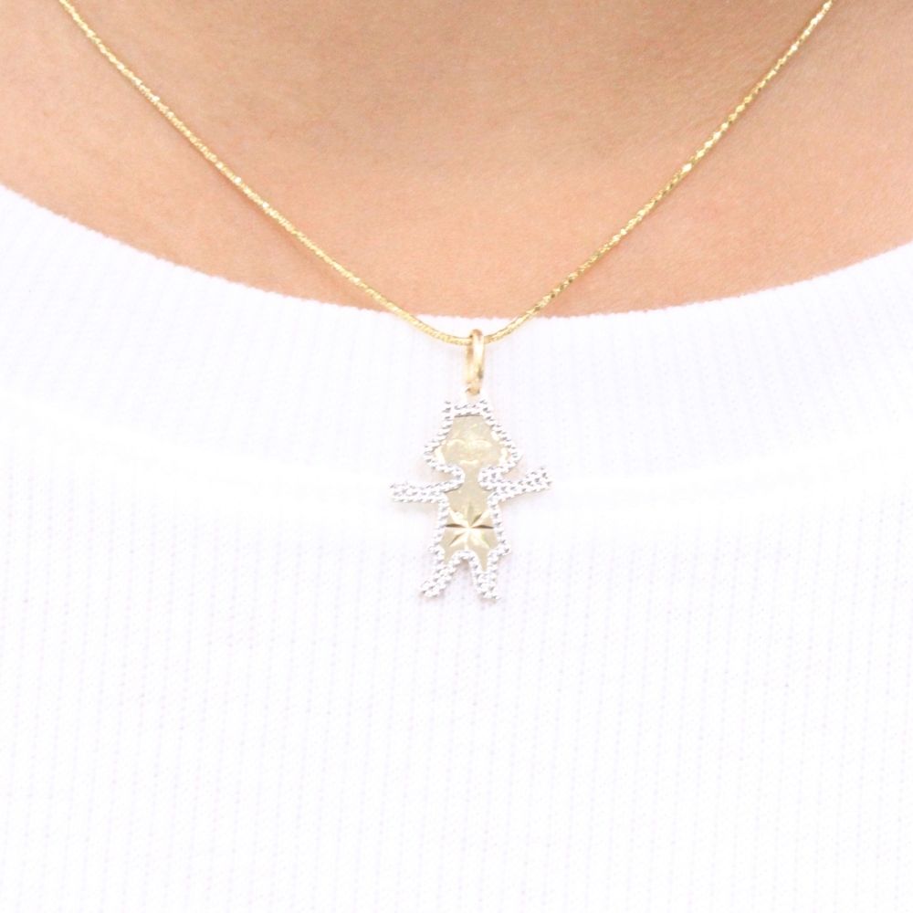 Dije de Oro 14k Pequeño Niña con Diamantado Blanco mod. 9224