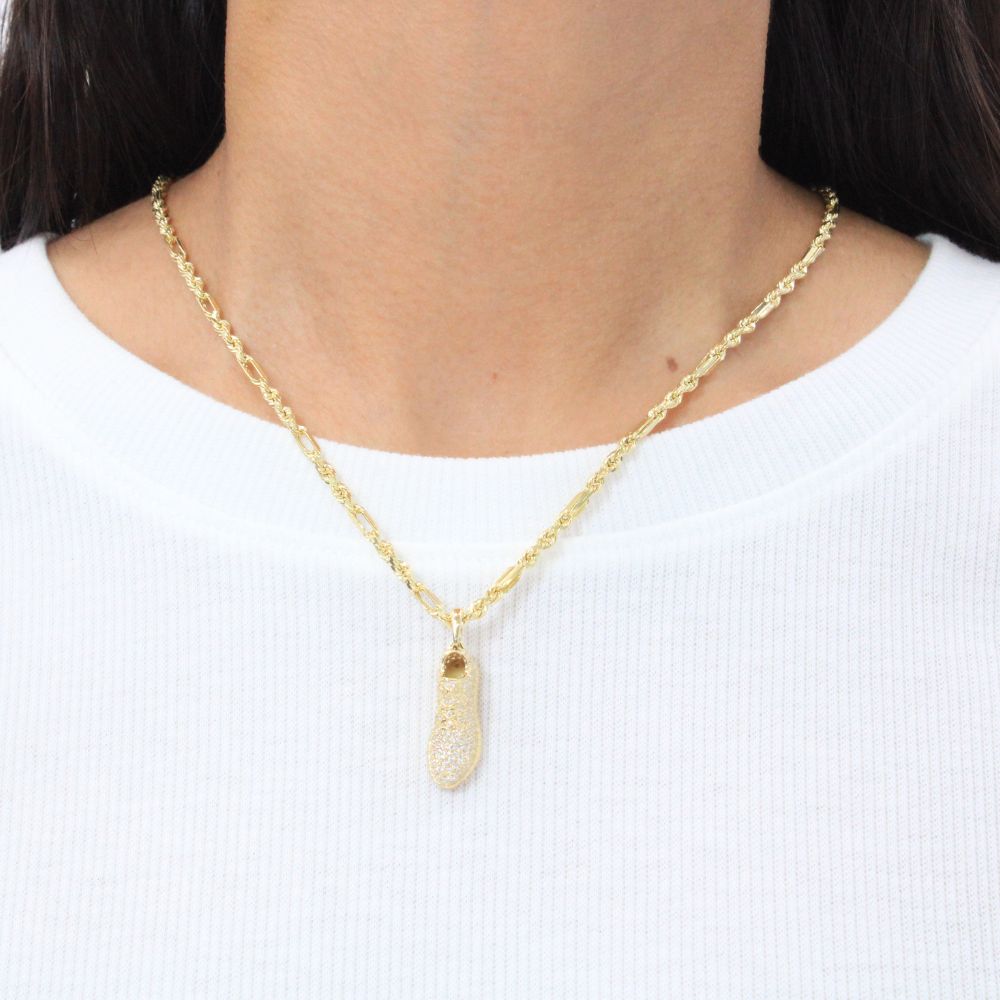 Dije de Oro 14k Tenis Hueco con Zirconias mod. 9254