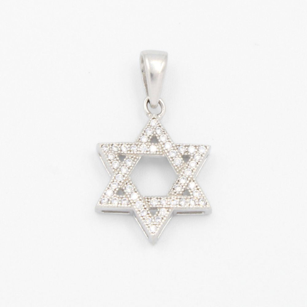 Dije de Oro 14k Hueco Estrella de David con Zirconias mod. 9240