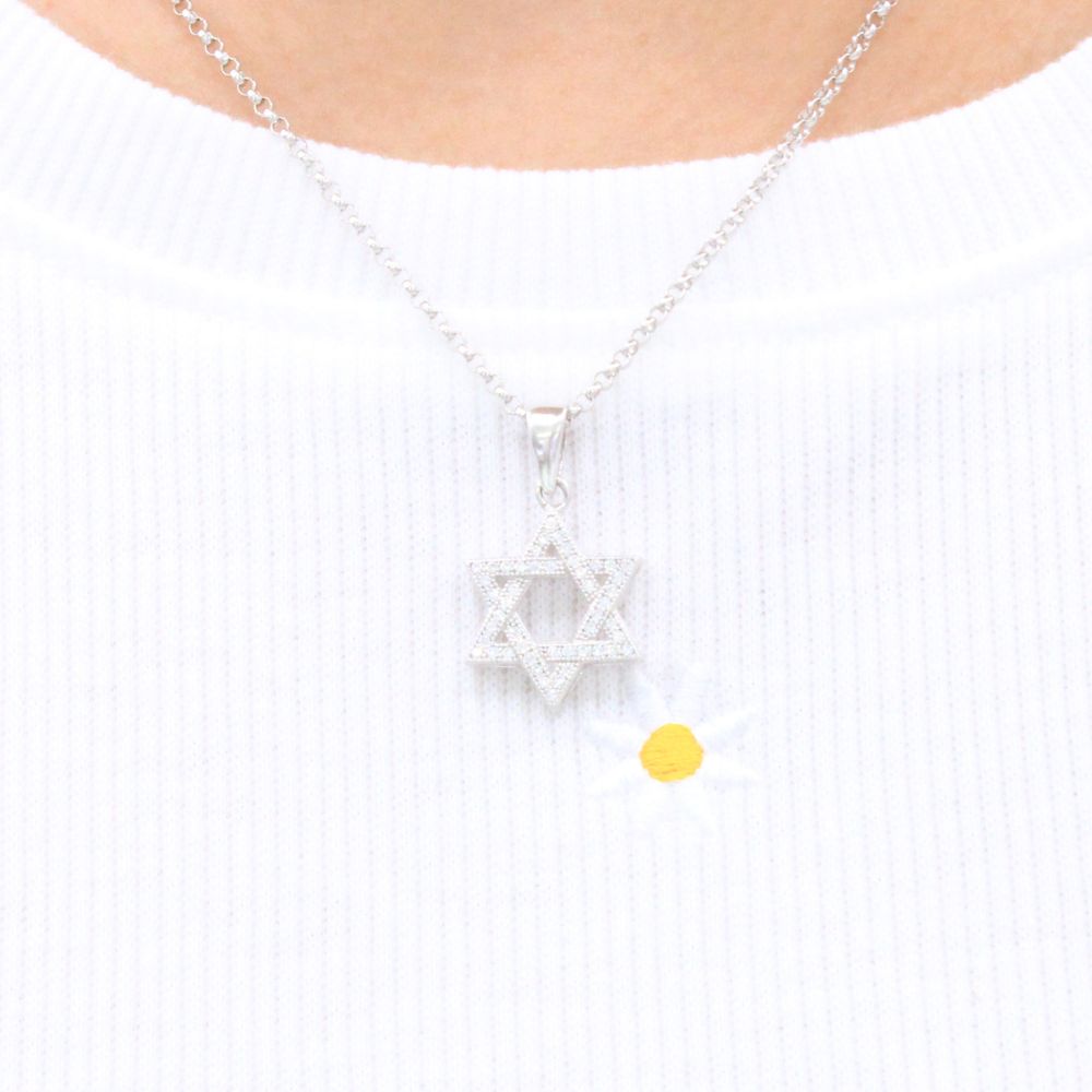 Dije de Oro 14k Hueco Estrella de David con Zirconias mod. 9240