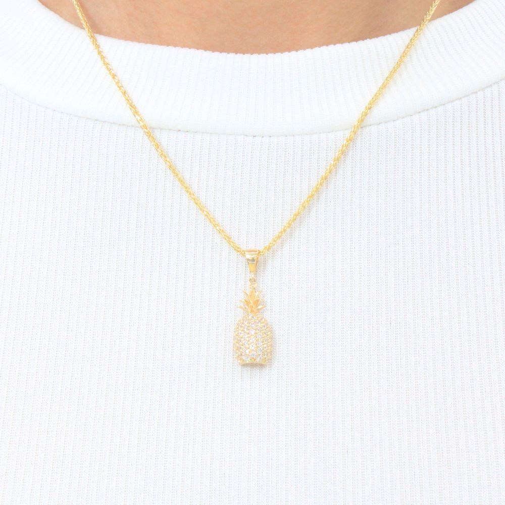 Dije de Oro 14k con Diseño de Piña Brillante mod. 9126