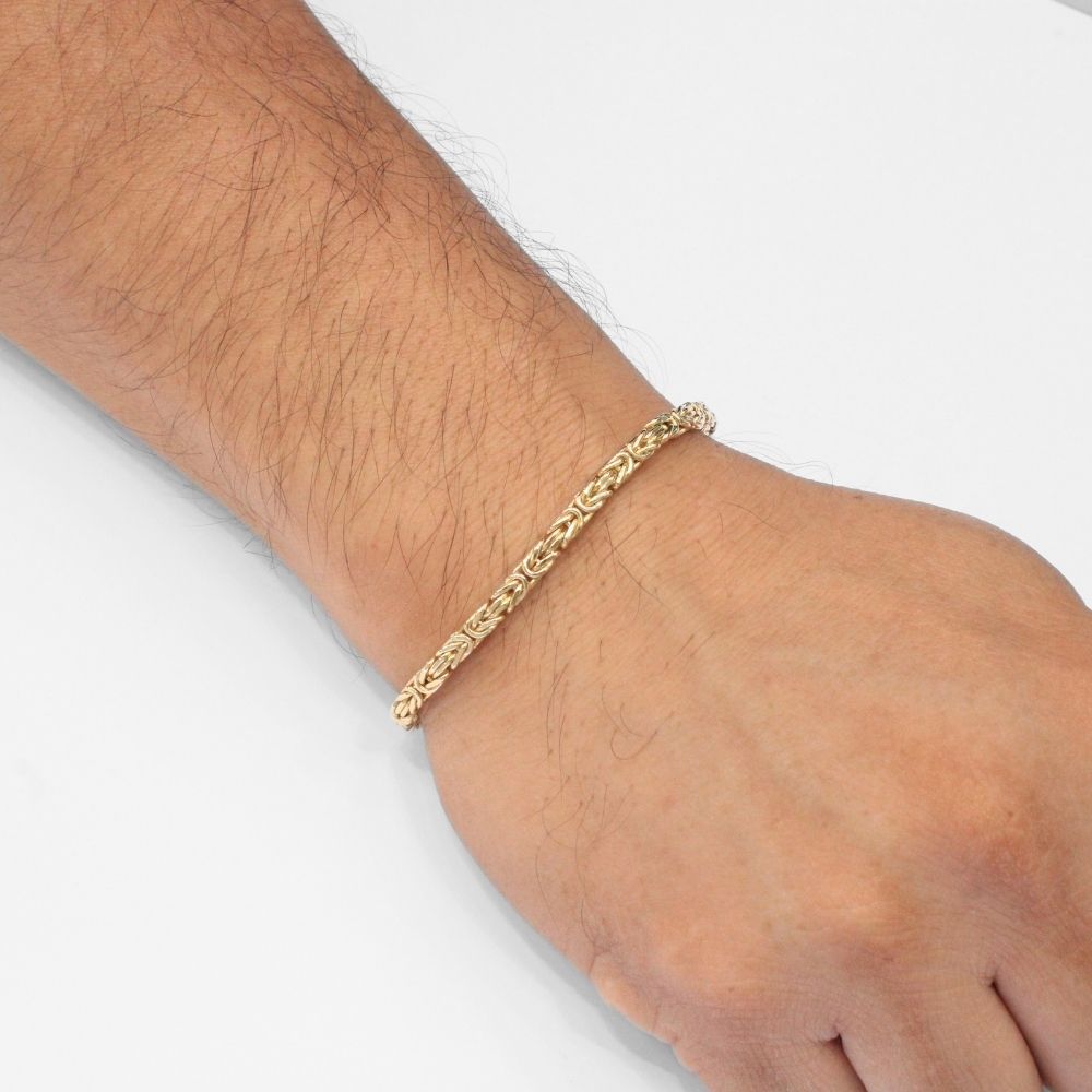 Pulsera de Oro 14k Tejido Bizantino Hueco de Diseño Fino Especial mod. 9744
