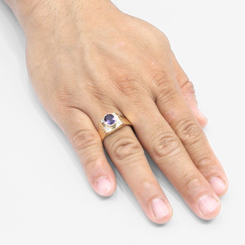 Anillo de Oro 14k con Zirconia Color Morado mod. 8321