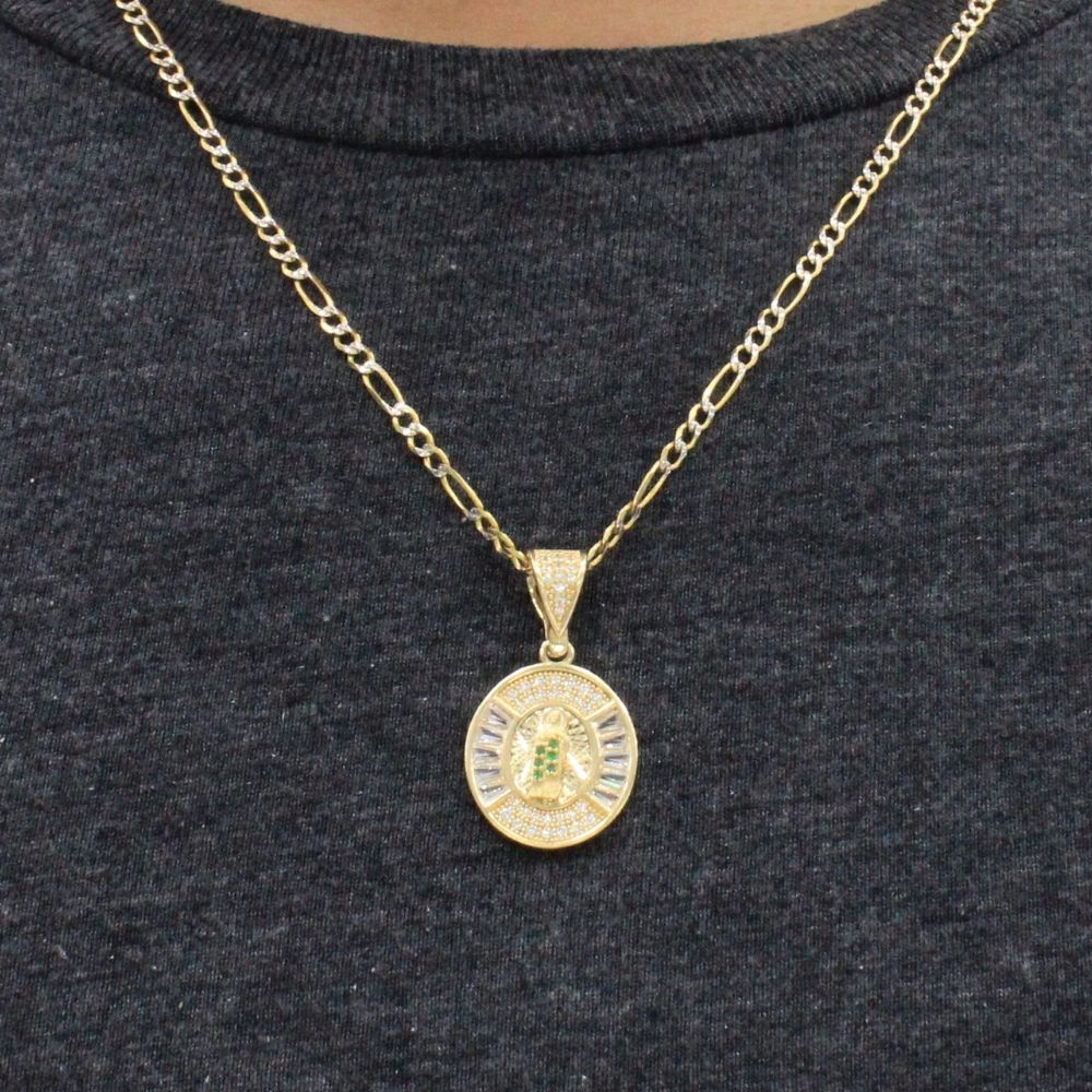 Medalla de Oro 14k San Judas en Diamantado Detallado con Zirconias Finas mod. 9715