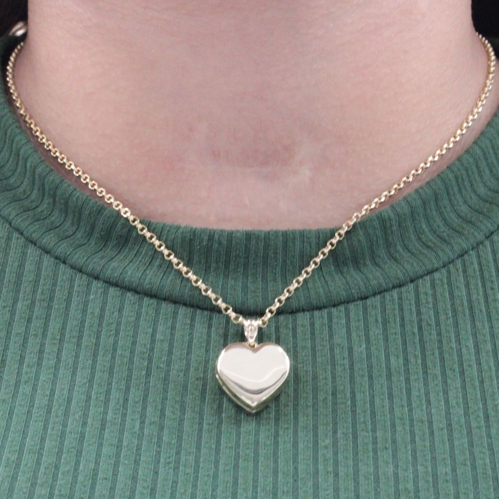 Dije Relicario en Oro 14k Diseño de Corazón Grabable mod. 8751