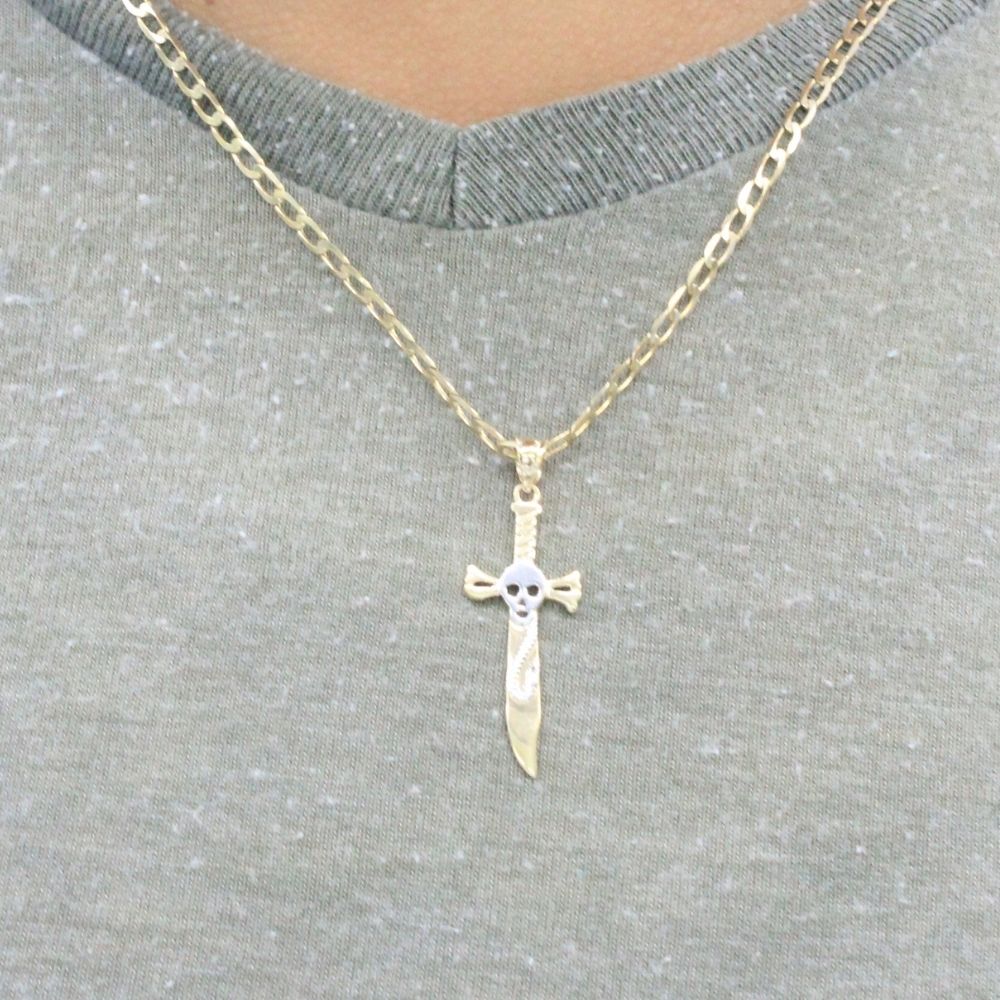 Dije de Oro 14k Diseño de Daga con Calavera mod. 9436