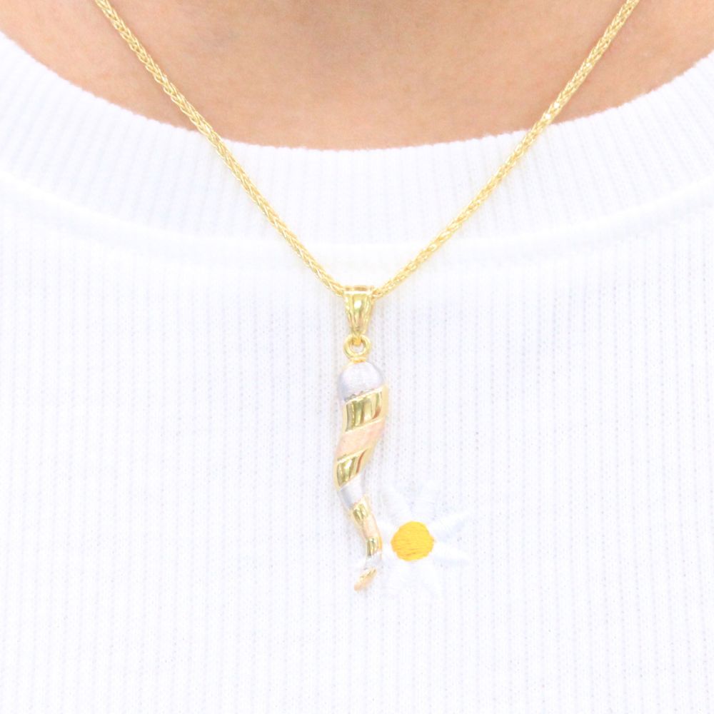 Dije de Oro 14k Hueco con Forma de Cuerno de la Abundancia Fino mod. 9245