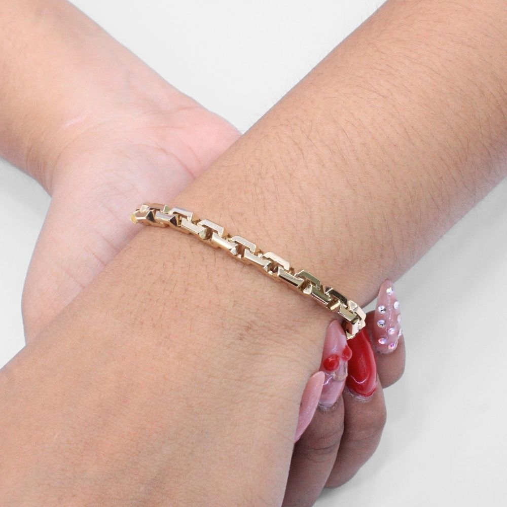 Pulsera de Oro 14k de Tejido Hueco Especial Estilo Ancla mod. 9695