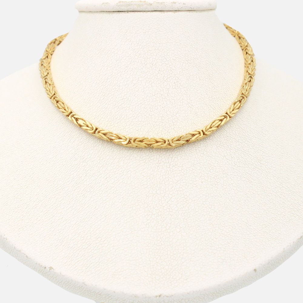 Cadena de Oro 14k Tejido Bizantino Hueco y Brillante mod. 9504