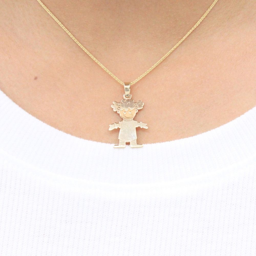Dije de Oro 14k Niña Pequeño de Estilo Liso mod. 9228